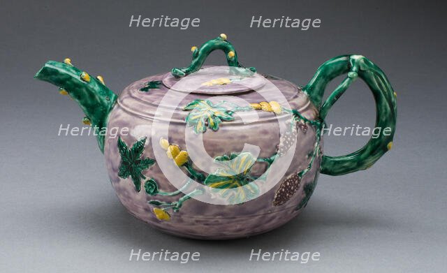 Teapot, Staffordshire, c. 1750. Creator: Staffordshire Potteries.