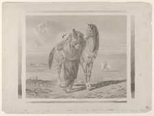 A Turk Saddling His Horse, 1824., 1824. Creator: Eugene Delacroix.