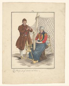 Fisher couple from Schokland, 1803-c.1899.  Creator: J. Enklaar.