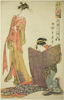 Hour of the Rat [12pm] (Ne no koku), from the series "The Twelve Hours in Yoshiwara..., c. 1794. Creator: Kitagawa Utamaro.