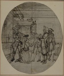 Study for a second edition, never published, of Colle's "La Partie de Chasse de Hen..., before 1766. Creator: Hubert Francois Gravelot.