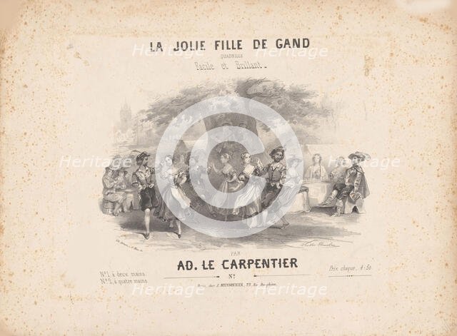 Cover of the score of the ballet La jolie fille de Gand by Adolphe Adam, 1842. Creator: Coindre, Victor (1816-1896).
