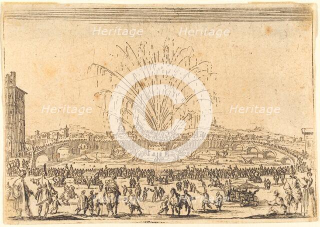 Fireworks on the Arno, Florence, c. 1622. Creator: Jacques Callot.