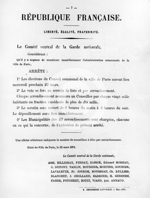 Le Comite Central de la Garde Nationale, from French Political posters of the Paris Commune Artist: Unknown