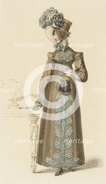 Fashion Plate (Walking Dress), 1818. Creator: Rudolph Ackermann.