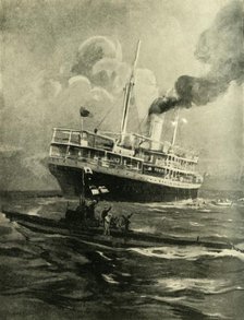 The sinking of the Falaba, First World War, 28 March 1915, (c1920). Creator: Cecil King.