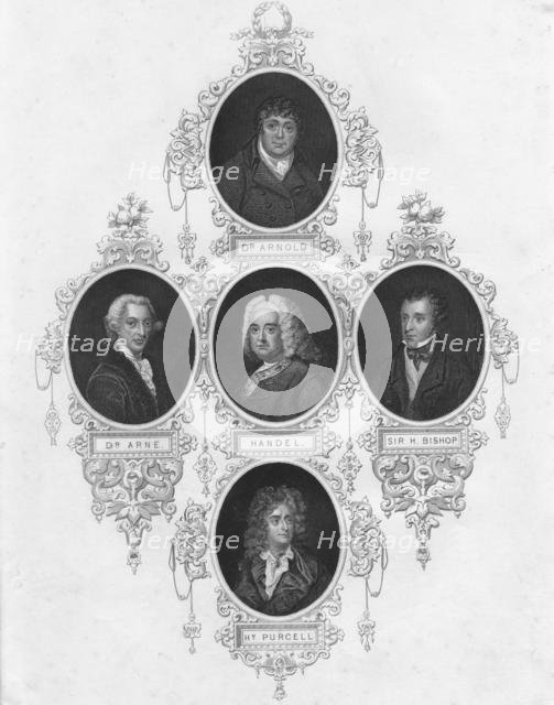 Medallion portraits of British composers, (early-mid 19th century).  Creator: Unknown.
