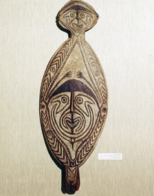 Ancestral Board, wood carved with two human faces. Artist: Unknown.