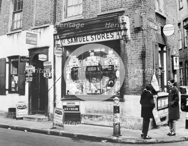 Samuel Stores, a corner shop. Artist: Unknown