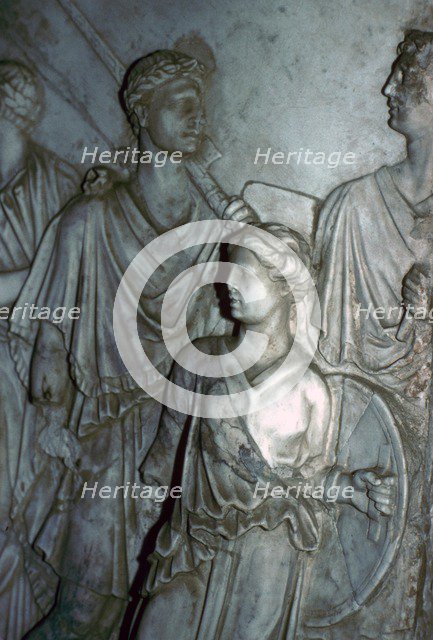 Roman relief of a Lictor carrying the Fasces in a procession. Artist: Unknown