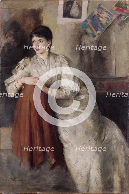 Portrait of a Woman in a White Dress, 1890. Creator: Olga Boznanska.