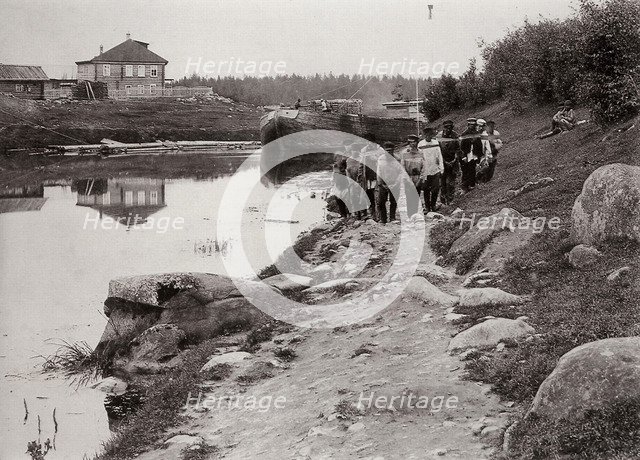 Barge haulers on the Volga, Russia, c1895. Artist: Unknown