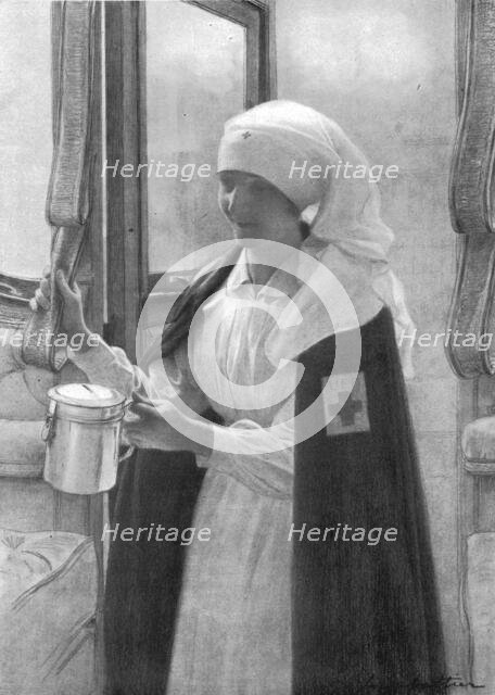 '"Pour nos soldats, s'il vous plait" ; Les Queteuses de la Croix-Rouge', 1916. Creator: L Sabattier.