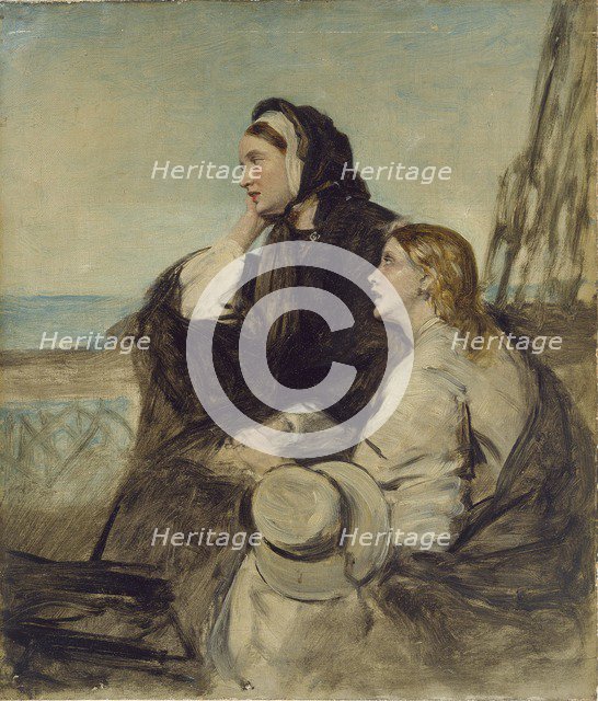 Two Women seated on Deck, late 19th century. Artist: Thomas Alexander Ferguson Graham.