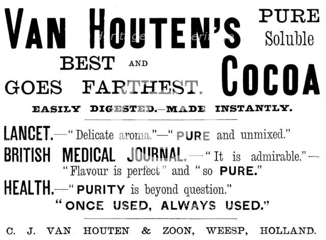 Advertisement for Van Houten’s Cocoa, 1890. Creator: Unknown.