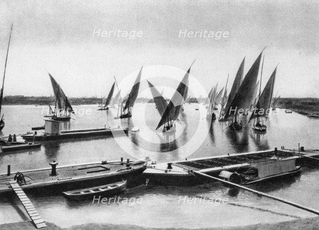Boats on the Nile, Cairo, Egypt, c1920s. Artist: Unknown
