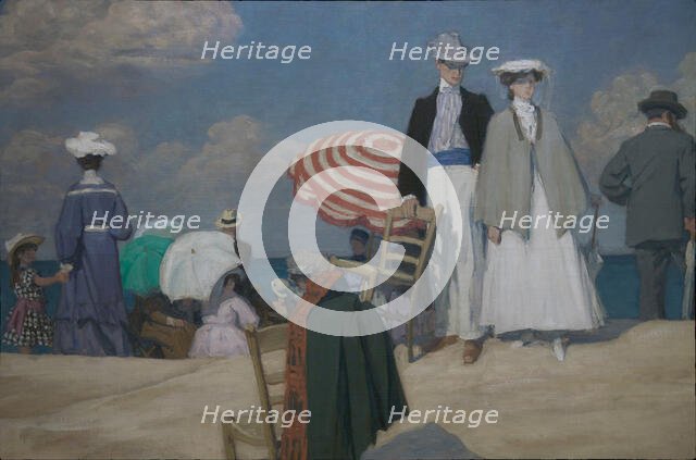 La Plage de Cabourg (Cabourg Beach), 1910. Creator: Prinet, René François Xavier (1861-1946).