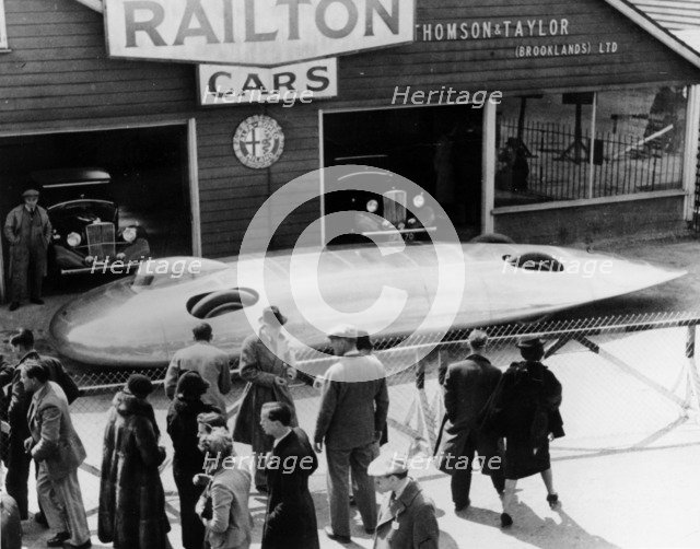 Railton Special Land Speed Record car, Brooklands, Surrey, c1938. Artist: Unknown