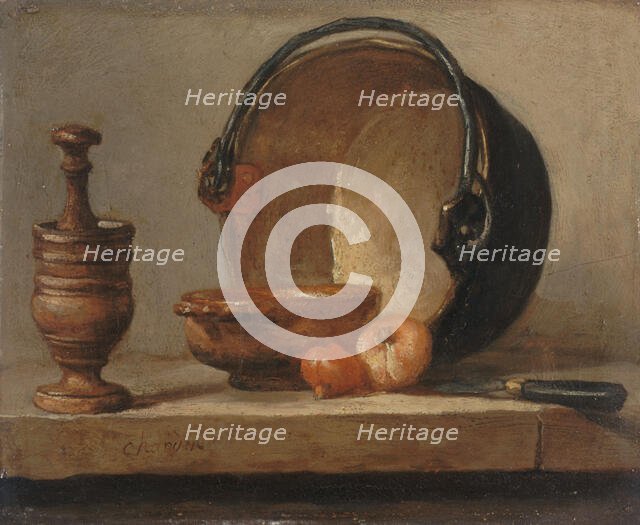 Nature morte au chaudron de cuivre, c.1735. Creator: Jean-Simeon Chardin.