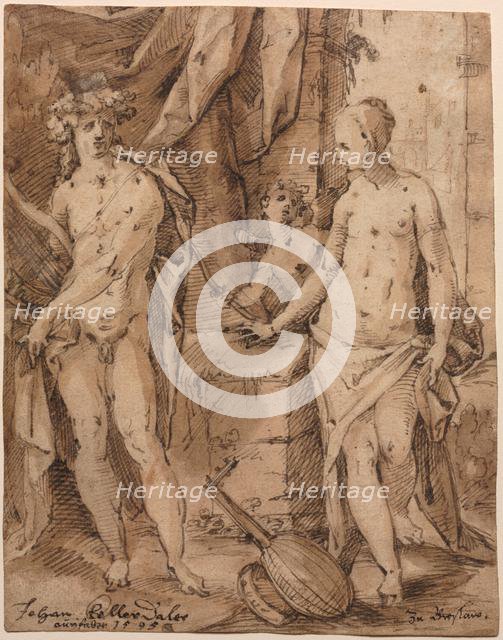 Apollo with Erato and Cupid, 1595. Creator: Johann Kellerthaler (German, c 1560/2-1611).