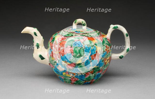 Teapot, Staffordshire, c. 1760. Creator: Staffordshire Potteries.