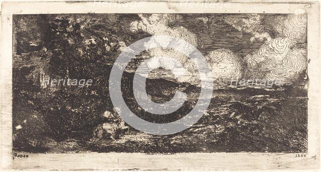 Cavalier Galopant (Galloping Horseman), 1866. Creator: Odilon Redon.