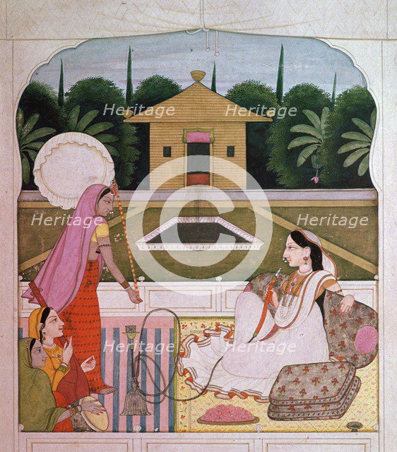 Painting of a princess listening to female musicians. Artist: Unknown