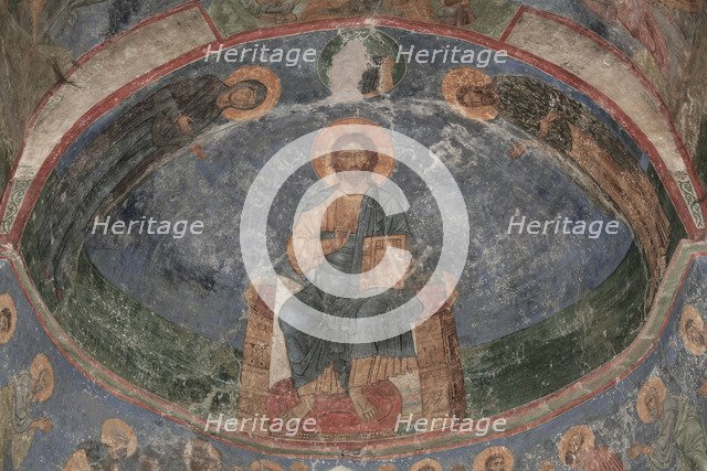 Christ Enthroned (Saviour of the World), 12th century. Artist: Ancient Russian frescos  