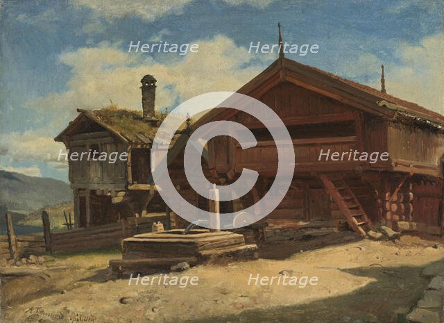 The Farm Gulsvik in Hallingdal, 1848. Creator: Adolph Tidemand.