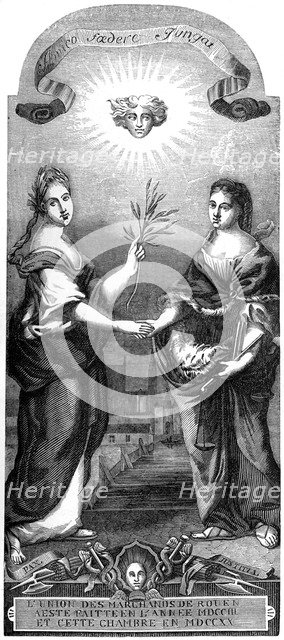 Commemorative painting of the Union of the Merchants of Rouen, late 17th century (1849). Artist: Unknown