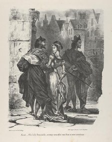 Faust Trying to Seduce Marguerite (Goethe, Faust), 1825-27., 1825-27. Creator: Eugene Delacroix.