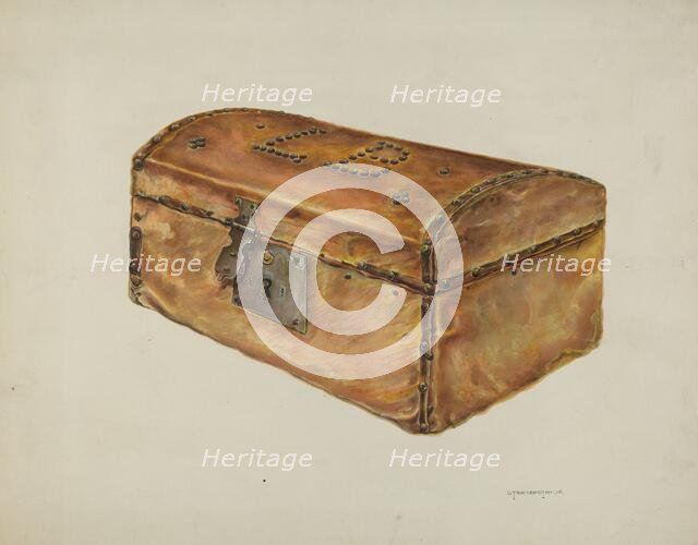 Rawhide Chest, c. 1937. Creator: Gerald Transpota.