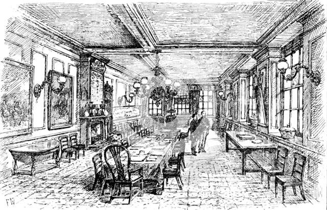 Sketches at the General Register Office, Somerset House: The Parish Clerks’ Hall, 1890. Creator: Unknown.