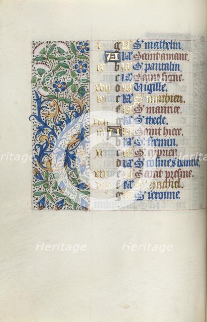 Book of Hours (Use of Rouen): fol. 9v, c. 1470. Creator: Master of the Geneva Latini (French, active Rouen, 1460-80).