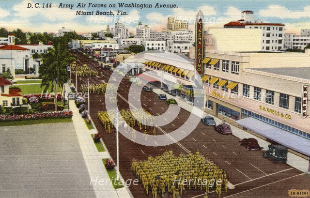 Army Air Forces on Washington Avenue, Miami Beach, Florida, USA, 1942. Artist: Unknown