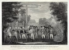 The British surrendering their arms to General Washington after the defeat at York Town … , 1781, 18
