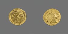 Solidus (Coin) Portraying Heraclius and His Son Heraclius Constantine, 613-616. Creator: Unknown.