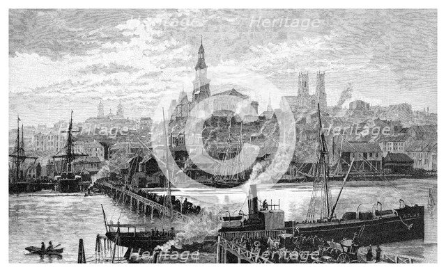 Darling harbour, from Pyrmont, Sydney, New South Wales, Australia, 1886.Artist: Frederic B Schell