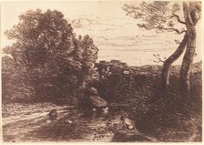 Shepherd's Bath (Le Bain du berger), 1853. Creator: Jean-Baptiste-Camille Corot.