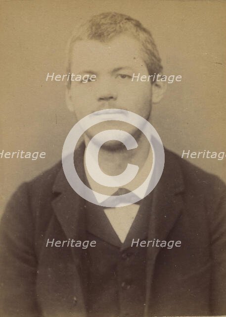 Baerisvuyl. Frédéric, Jean. 28 ans, né à Fribourg (Suisse). ébéniste. Anarchiste. 8/1/93., 1893. Creator: Alphonse Bertillon.