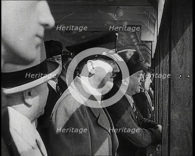 A Close up of Adolf Hitler Looking Out to Sea from a Deck on Board the 'Strength Through..., 1939. Creator: British Pathe Ltd.