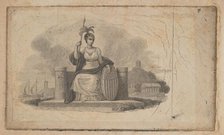 Banknote vignette with female figure representing America, ca. 1824-37. Creator: Attributed to Asher Brown Durand.