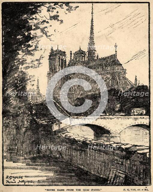 Notre Dame from the Quai, (Paris), 1913. Creator: Harry George Webb.