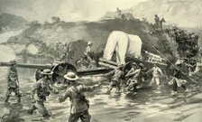 'Taking the 4.7 Naval Gun Across The Tugela', 1900. Creator: Joseph Finnemore.