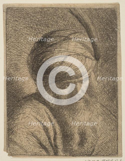 Bust of a Man in a Feathered Turban and Long Beard.n.d. Creator: Circle of Rembrandt.