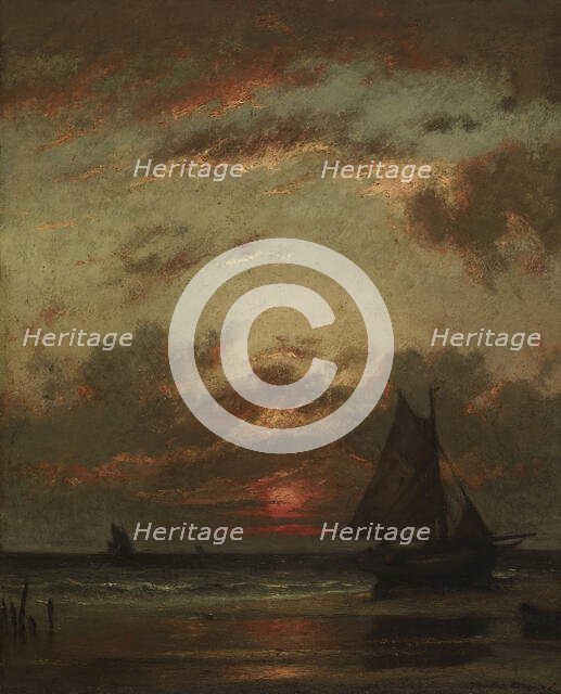 Sunset on the Coast, c1870-75. Creator: Jules Dupré.