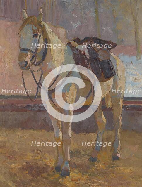 White horse under the saddle, 1897. Creator: Victor Eckhardt von Eckhardsburg.