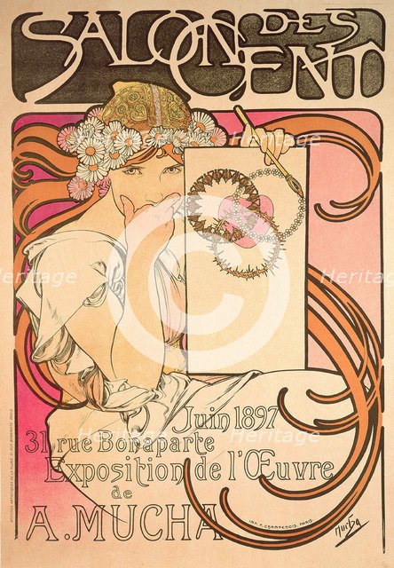 Poster for Salon des Cent. Alphonse Mucha Exhibition , 1897.