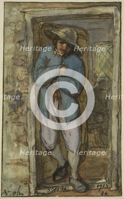 Man standing in the doorway of a house. Creator: Adriaen van Ostade.