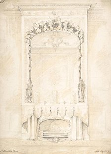 Design for a Fireplace and Mirror, 1841-84. Creator: Charles Hindley & Sons.